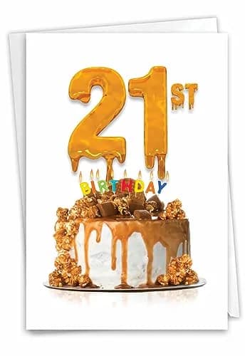 The Best Card Company 21st Happy Birthday Card with Envelope | Milestone Bday Cake, 21 Years Old, Congrats Notecard (1 Card, 5x7 Inch) thumbnail 1