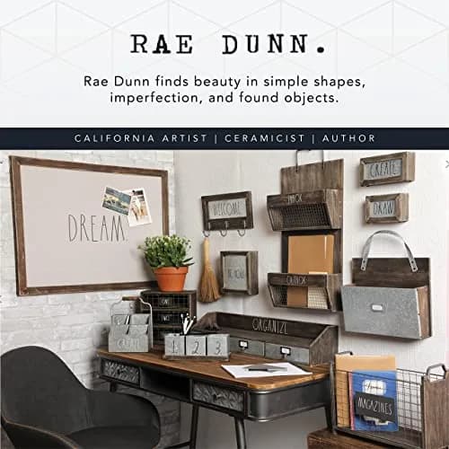 Rae Dunn Desktop Letter Holder – 2 Compartment Mail & Stationary Organizer – Galvanized Steel & Solid Wood, “Letters” Print thumbnail 6