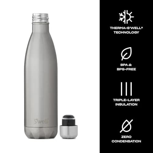 S'well Vacuum-Insulated Stainless Steel Water Bottle 25 oz Silver Lining | Keeps Drinks Cold 48h & Hot 24h, Condensation-Free, Reusable thumbnail 4