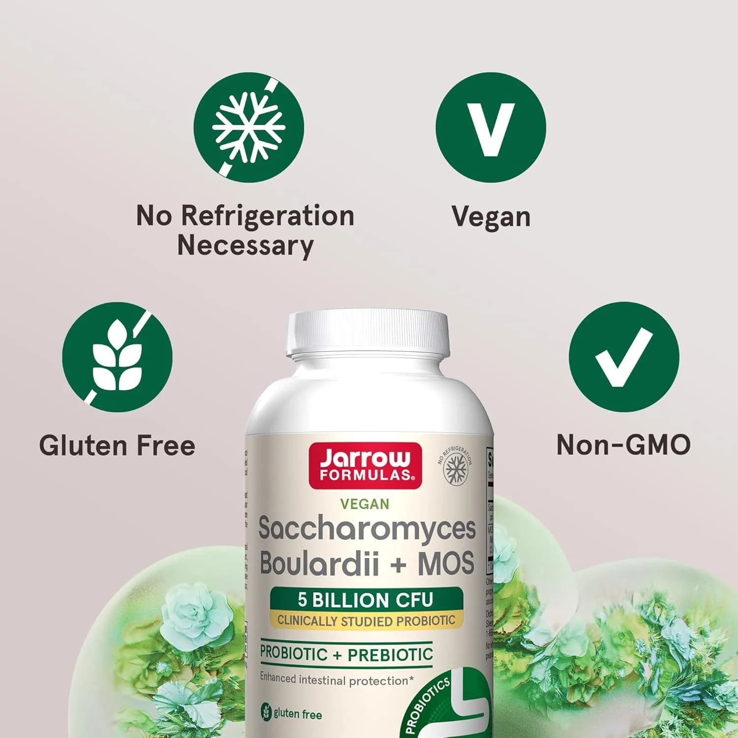 Jarrow Formulas Saccharomyces Boulardii + MOS 180 Servings (90 Count Pack of 2) | Probiotic + Prebiotic for Digestive Health Support - view 5