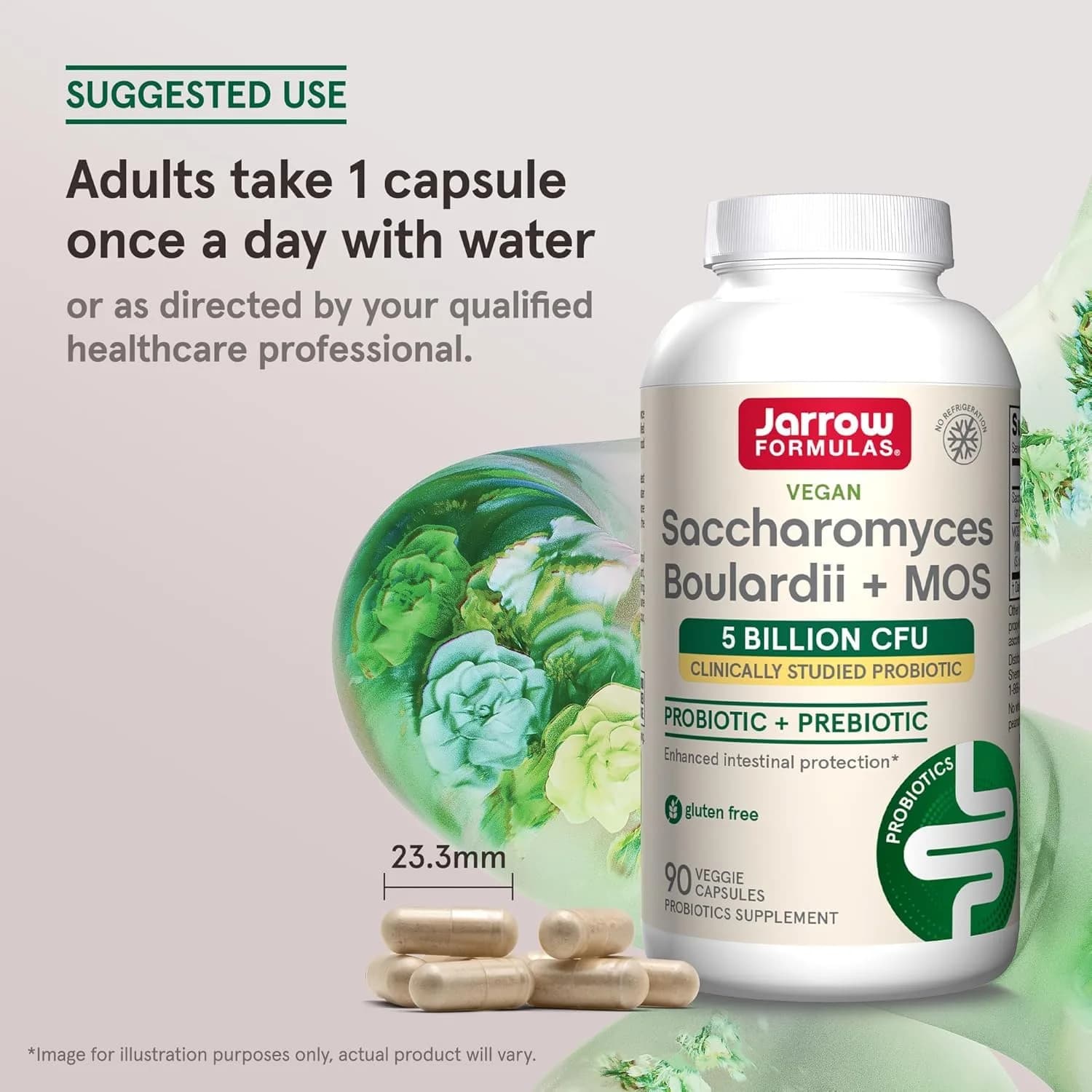 Jarrow Formulas Saccharomyces Boulardii + MOS 180 Servings (90 Count Pack of 2) | Probiotic + Prebiotic for Digestive Health Support - view 7