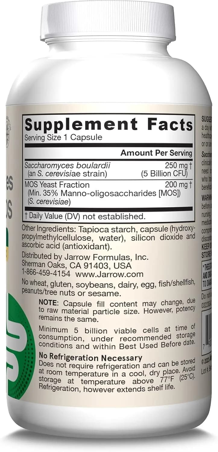 Jarrow Formulas Saccharomyces Boulardii + MOS 180 Servings (90 Count Pack of 2) | Probiotic + Prebiotic for Digestive Health Support - view 9