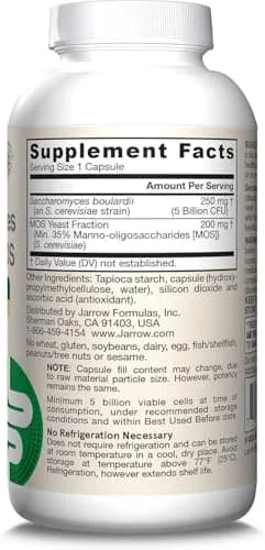 Jarrow Formulas Saccharomyces Boulardii + MOS 180 Servings (90 Count Pack of 2) | Probiotic + Prebiotic for Digestive Health Support thumbnail 9