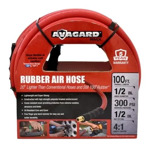 AVAGARD RMX Rubber Air Hose 1/2 Inch x 100 ft | 20% Lighter, Cold-Resistant, 5-Year Warranty thumbnail 1