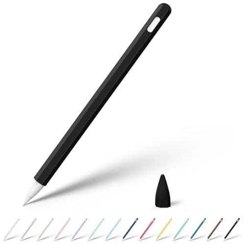 KELIFANG Silicone Case for Apple Pencil 2nd Gen & Pro 2024 | Protective Sleeve & Tip Cap, Black thumbnail 1