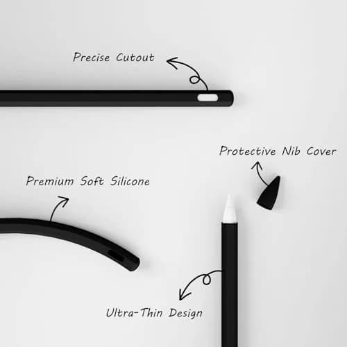 KELIFANG Silicone Case for Apple Pencil 2nd Gen & Pro 2024 | Protective Sleeve & Tip Cap, Black thumbnail 6