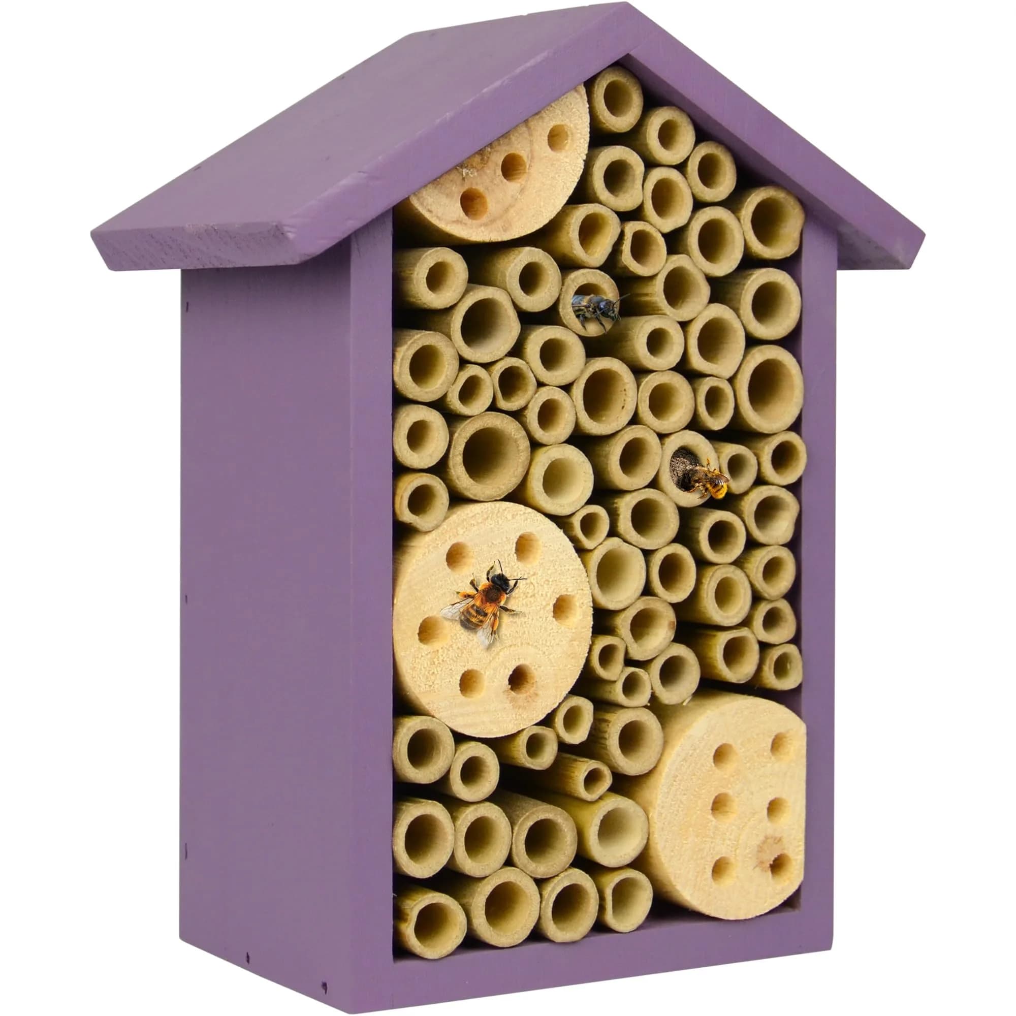 NATURE'S WAY Purple Bee House | Eco-Friendly Solitary Bee Habitat for Garden Pollination