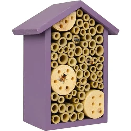 NATURE'S WAY Purple Bee House | Eco-Friendly Solitary Bee Habitat for Garden Pollination thumbnail 1