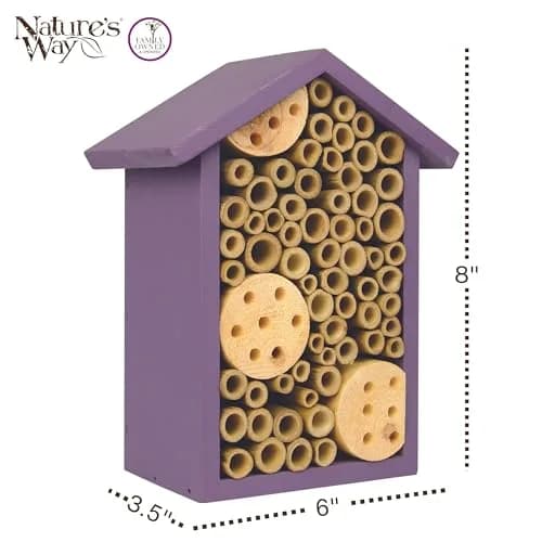 NATURE'S WAY Purple Bee House | Eco-Friendly Solitary Bee Habitat for Garden Pollination thumbnail 2