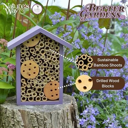 NATURE'S WAY Purple Bee House | Eco-Friendly Solitary Bee Habitat for Garden Pollination thumbnail 3