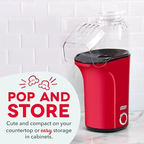 Dash Fresh Pop Popcorn Maker 16-Cup Red | Oil-Free Hot Air Popper for Family & Movie Nights thumbnail 7