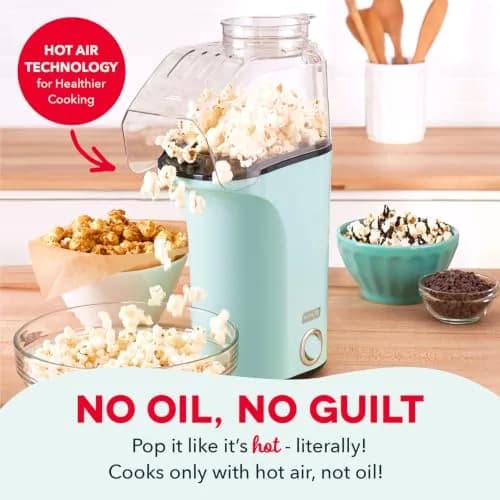 Dash Fresh Pop Popcorn Maker 16-Cup Aqua | Oil-Free Hot Air Popper for Family & Movie Nights thumbnail 4