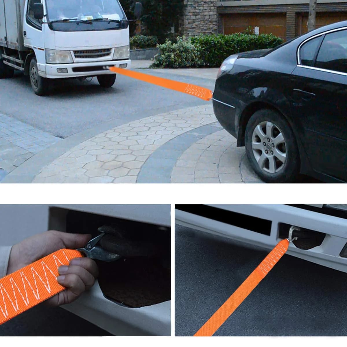 JCHL Heavy Duty Tow Strap with Hooks 2"x20' 15,000LB (6.8 Tons) Recovery Strap | Orange Polyester - view 6