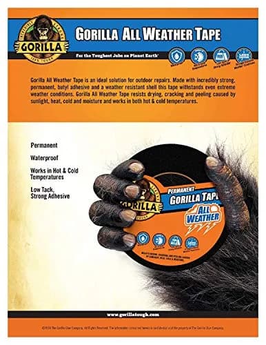 Gorilla All Weather Duct Tape Black 1.88" x 25 yd (4-Pack) | UV & Temperature Resistant Waterproof Tape for Outdoor Repairs thumbnail 4