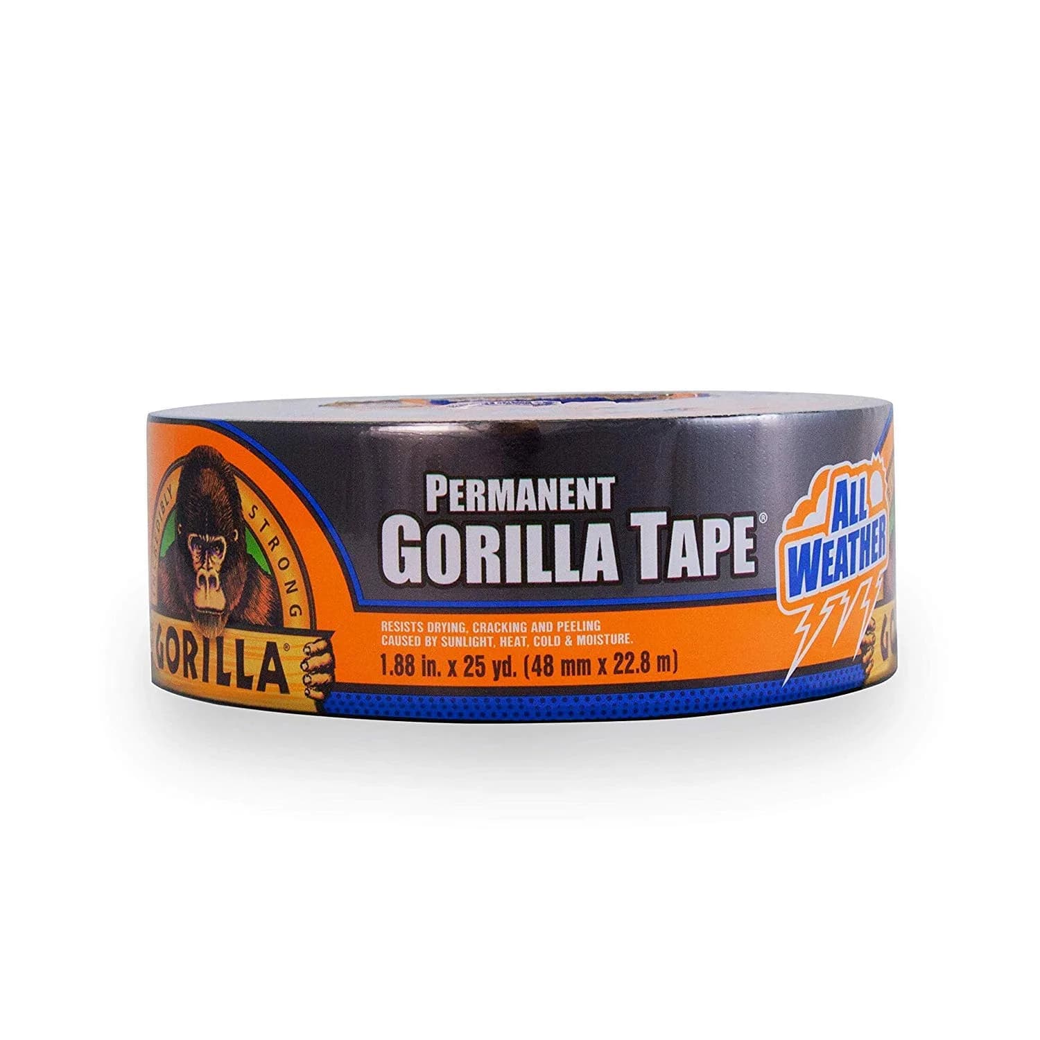 Gorilla All Weather Duct Tape Black 1.88" x 25 yd (4-Pack) | UV & Temperature Resistant Waterproof Tape for Outdoor Repairs - view 2