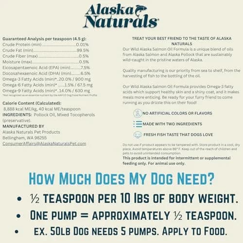 Alaska Naturals Wild Alaskan Fish Oil Supplement for Dogs Skin and Coat 15.5 oz | EPA DHA Omega-3 Fatty Acids Support thumbnail 4