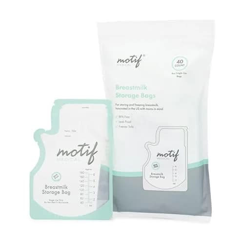 Motif Medical Breastmilk Storage Bags 6 oz (40 Count) | Easy-Pour Spout & Leak-Proof Double Zipper thumbnail 1