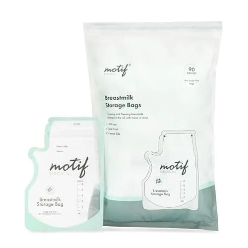 Motif Medical Breastmilk Storage Bags 6 oz (90 Count) | BPA-Free, Leak-Proof, Easy-Pour Spout thumbnail 1