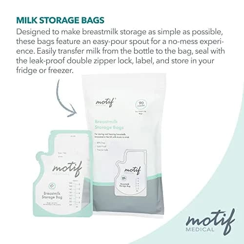 Motif Medical Breastmilk Storage Bags 6 oz (90 Count) | BPA-Free, Leak-Proof, Easy-Pour Spout thumbnail 4