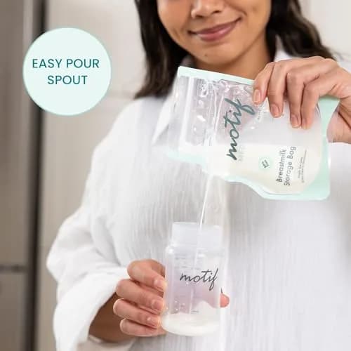Motif Medical Breastmilk Storage Bags 6 oz (90 Count) | BPA-Free, Leak-Proof, Easy-Pour Spout thumbnail 6