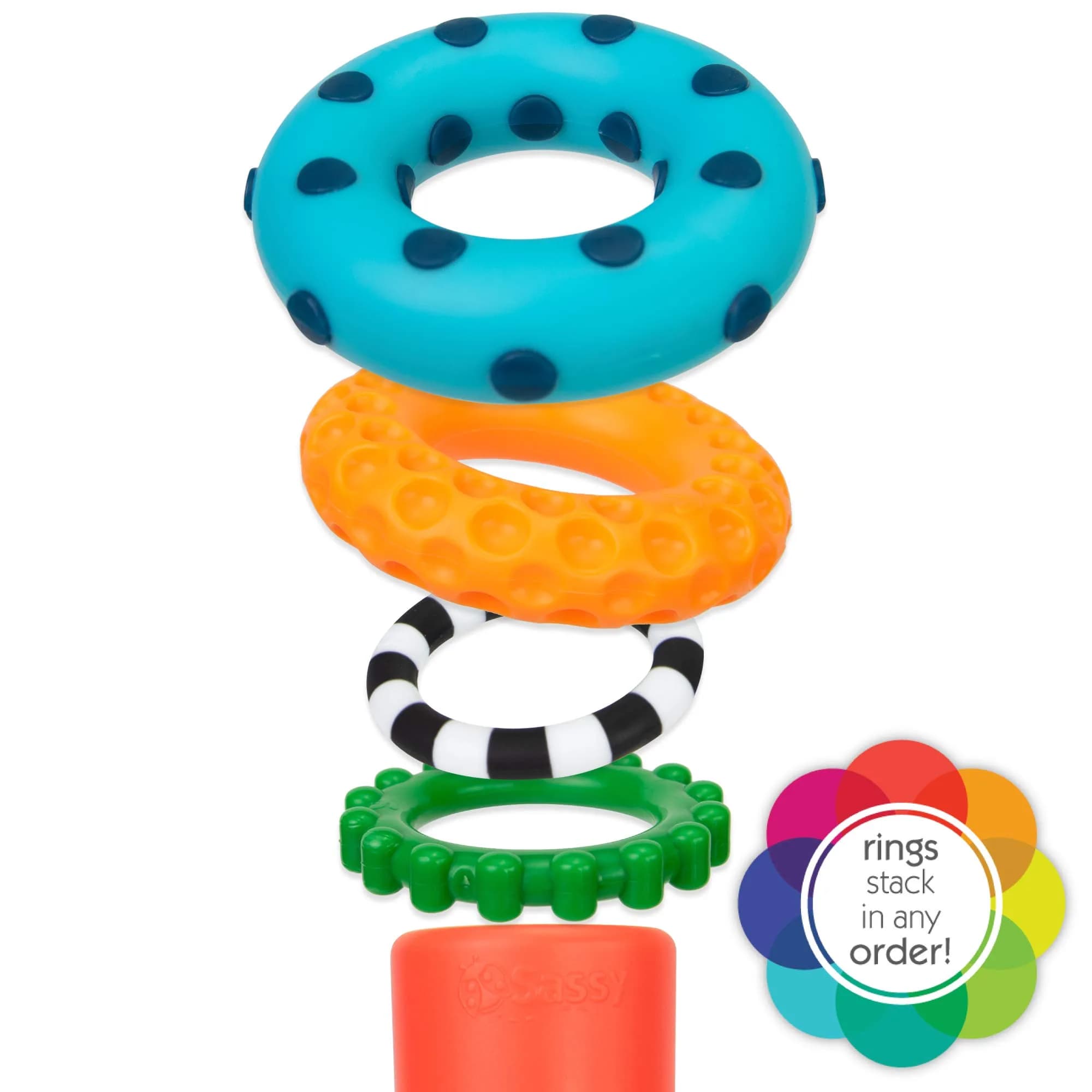 Sassy Stacks of Circles Stacking Ring STEM Learning Toy | 9 Pieces, 6-24 Months - view 5