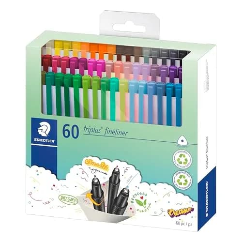 STAEDTLER Triplus Fineliner Superfine Pen 0.3mm | Assorted Colours, Pack of 60, German Quality thumbnail 1