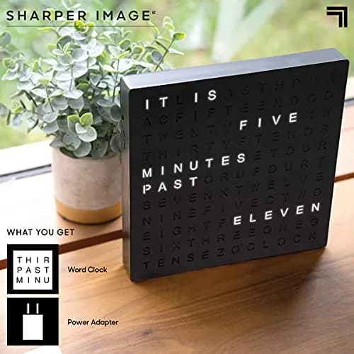Sharper Image LED Word Digital Clock 7.75" Black Finish | Modern Time Display with Illuminated Words thumbnail 5