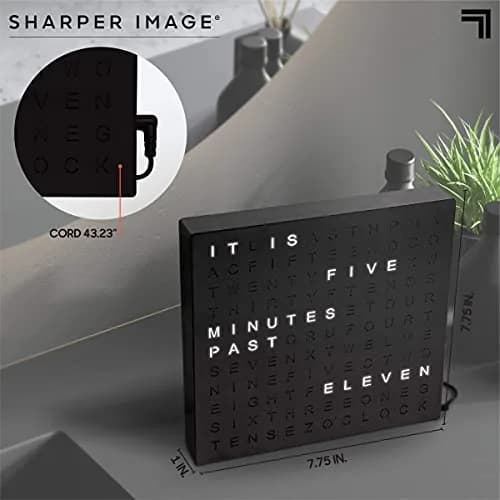 Sharper Image LED Word Digital Clock 7.75" Black Finish | Modern Time Display with Illuminated Words thumbnail 6
