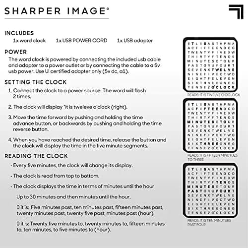 Sharper Image LED Word Digital Clock 7.75" Black Finish | Modern Time Display with Illuminated Words thumbnail 7