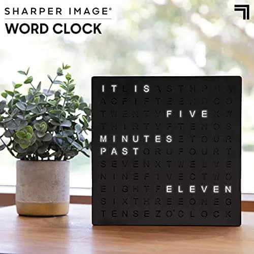 Sharper Image LED Word Digital Clock 7.75" Black Finish | Modern Time Display with Illuminated Words thumbnail 2