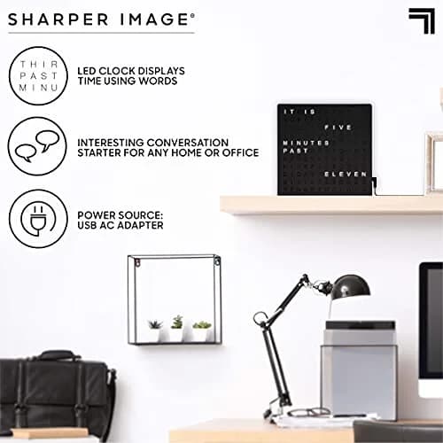 Sharper Image LED Word Digital Clock 7.75" Black Finish | Modern Time Display with Illuminated Words thumbnail 3
