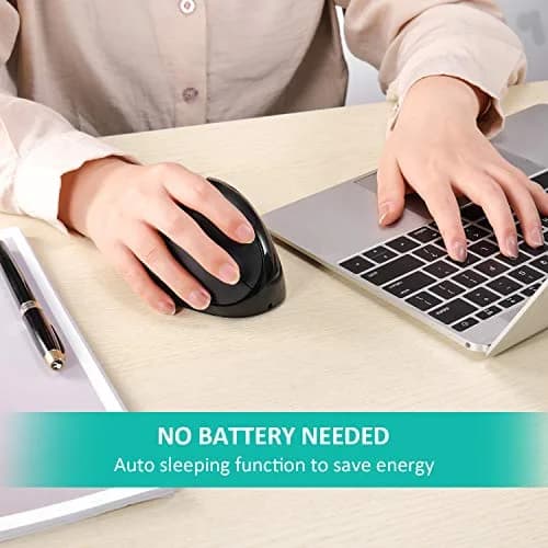 AURTEC Vertical Mouse 2.4G Wireless Ergonomic Mouse | Rechargeable, 6 Buttons, 800/1200/1600 DPI, Black thumbnail 4