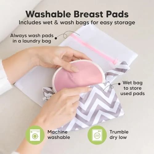 KeaBabies Organic Nursing Pads XL 5.6" (14-Pack) | Washable Breast Pads for Heavy Flow thumbnail 4