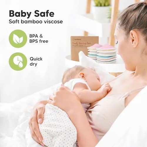 KeaBabies Organic Nursing Pads XL 5.6" (14-Pack) | Washable Breast Pads for Heavy Flow thumbnail 5