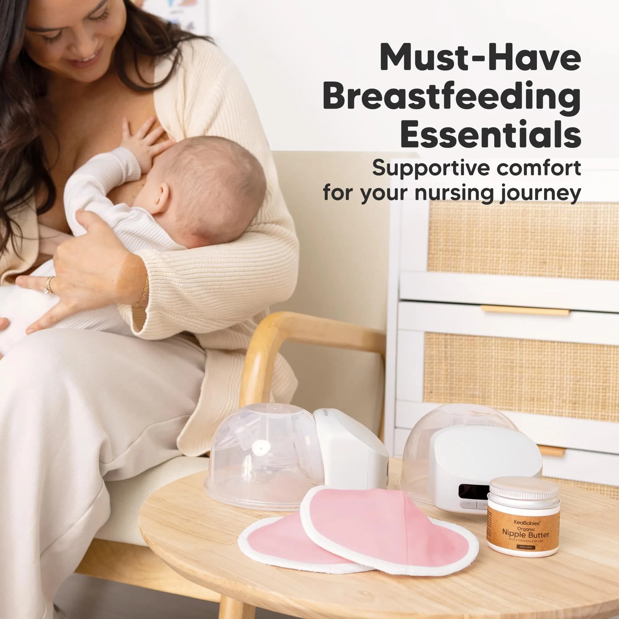 KeaBabies Organic Nursing Pads XL 5.6" (14-Pack) | Washable Breast Pads for Heavy Flow - view 9