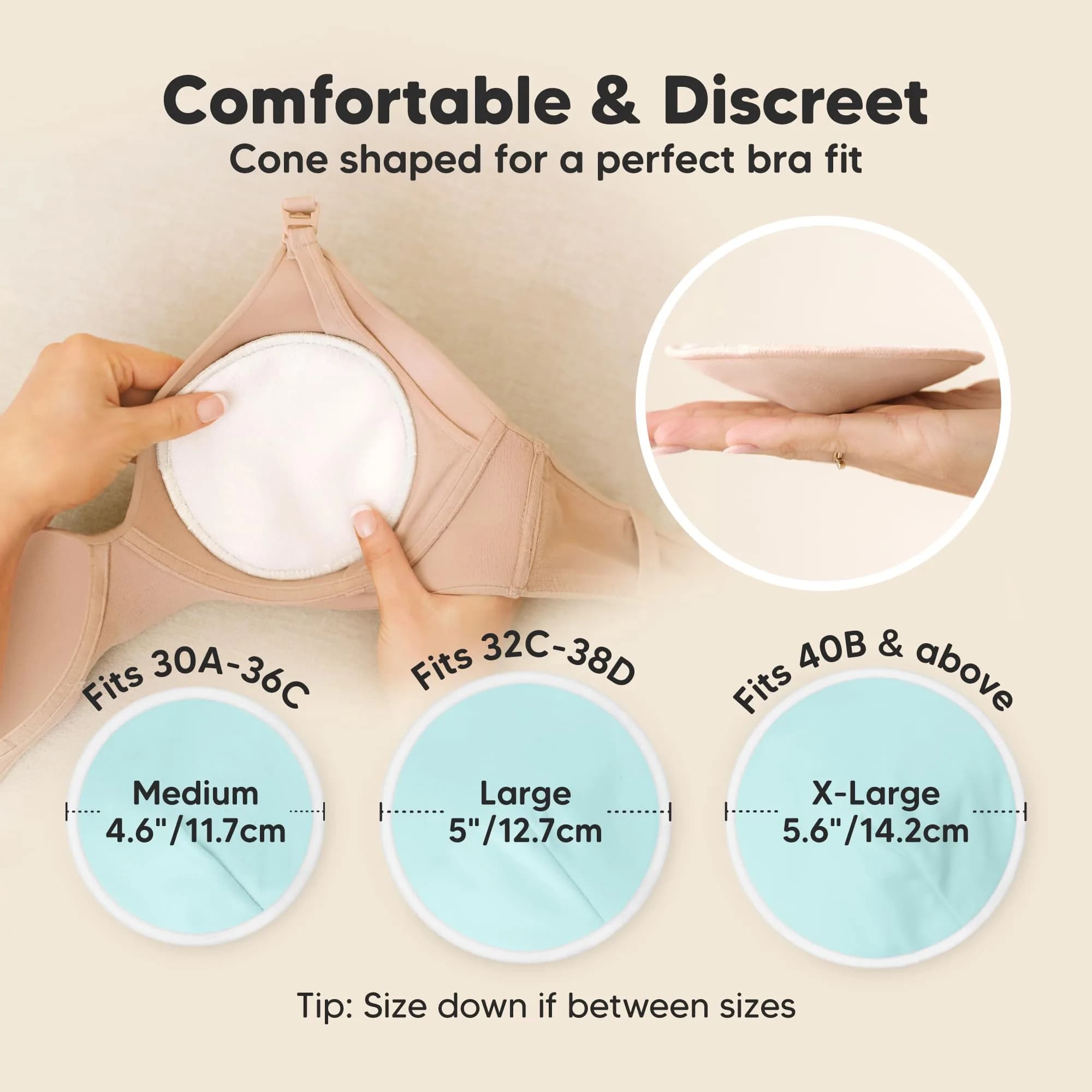 KeaBabies Organic Nursing Pads XL 5.6" (14-Pack) | Washable Breast Pads for Heavy Flow - view 3