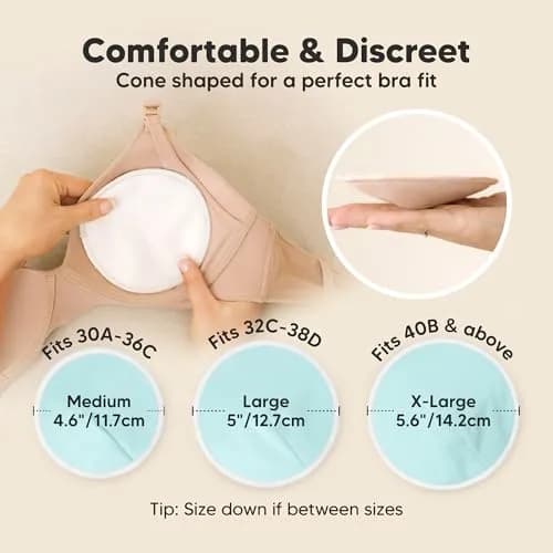 KeaBabies Organic Nursing Pads XL 5.6" (14-Pack) | Washable Breast Pads for Heavy Flow thumbnail 3