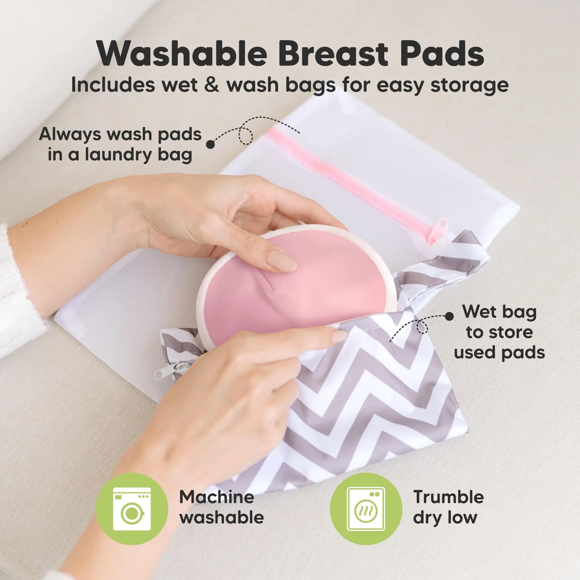 KeaBabies Organic Nursing Pads XL 5.6" (14-Pack) | Washable Breast Pads for Heavy Flow - view 4
