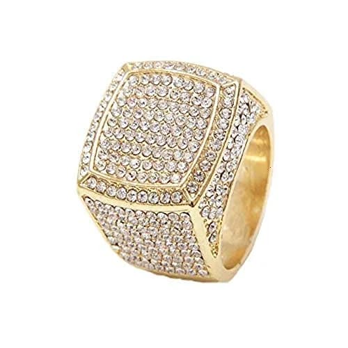 Charles Raymond Gold Oversize Hip Hop Ring with Crystals | Size 9 (US) thumbnail 1