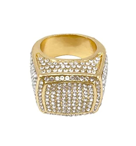 Charles Raymond Gold Oversize Hip Hop Ring with Crystals | Size 9 (US) thumbnail 4