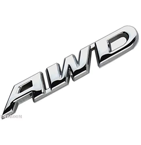 EmbRoom AWD Emblem, 3D Metal Tailgate Side Sticker Badge Replacement 8.9cm (3.5in) | Universal Fit Chrome Metal thumbnail 1