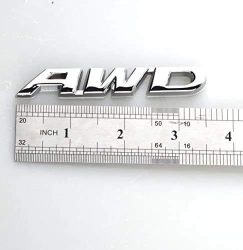 EmbRoom AWD Emblem, 3D Metal Tailgate Side Sticker Badge Replacement 8.9cm (3.5in) | Universal Fit Chrome Metal thumbnail 3