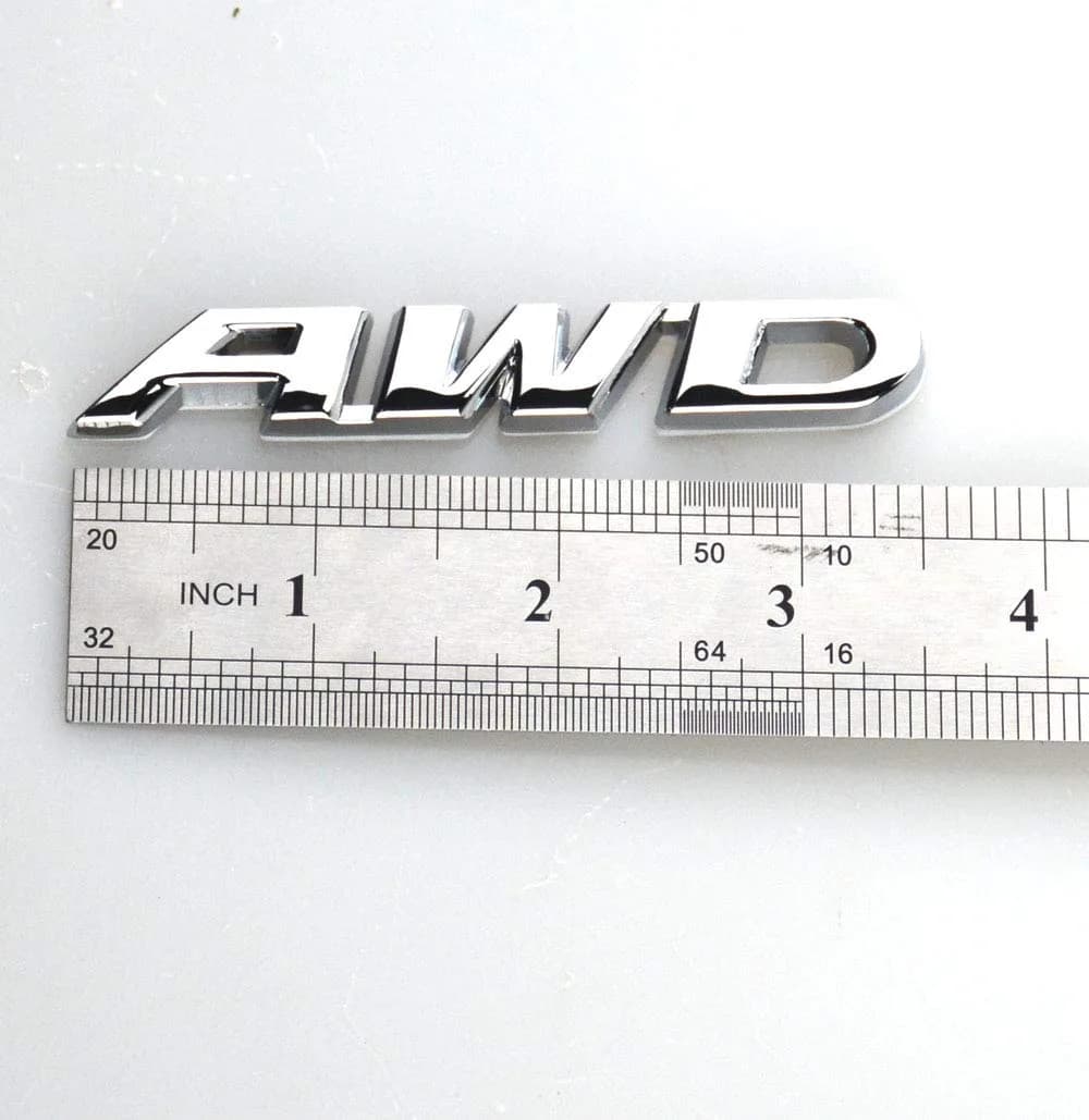 EmbRoom AWD Emblem, 3D Metal Tailgate Side Sticker Badge Replacement 8.9cm (3.5in) | Universal Fit Chrome Metal - view 3