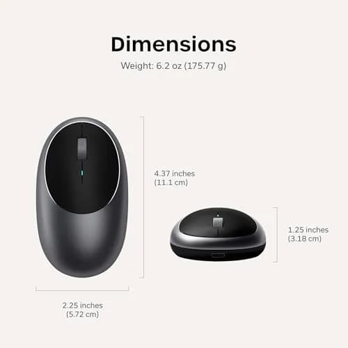 Satechi M1 Wireless Bluetooth Mouse, USB-C Rechargeable, Space Gray | 1200 DPI Optical Sensor thumbnail 6