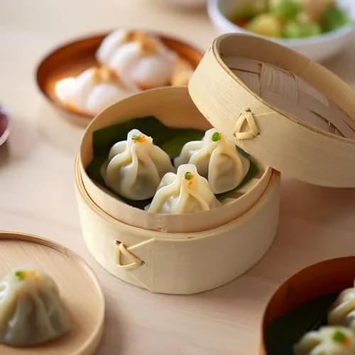 BambooMN Mini Bamboo Dim Sum Steamer Basket 3 Inch (7.6 cm) Diameter, 30-Piece Pack | Rustic Charm for Appetizers & Desserts thumbnail 5