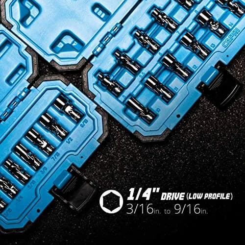 Capri Tools 1/4 in. Drive Universal Socket Set, 3/16-9/16 in. SAE, 7-Piece | WaveDrive Grips Fasteners Tightly thumbnail 5