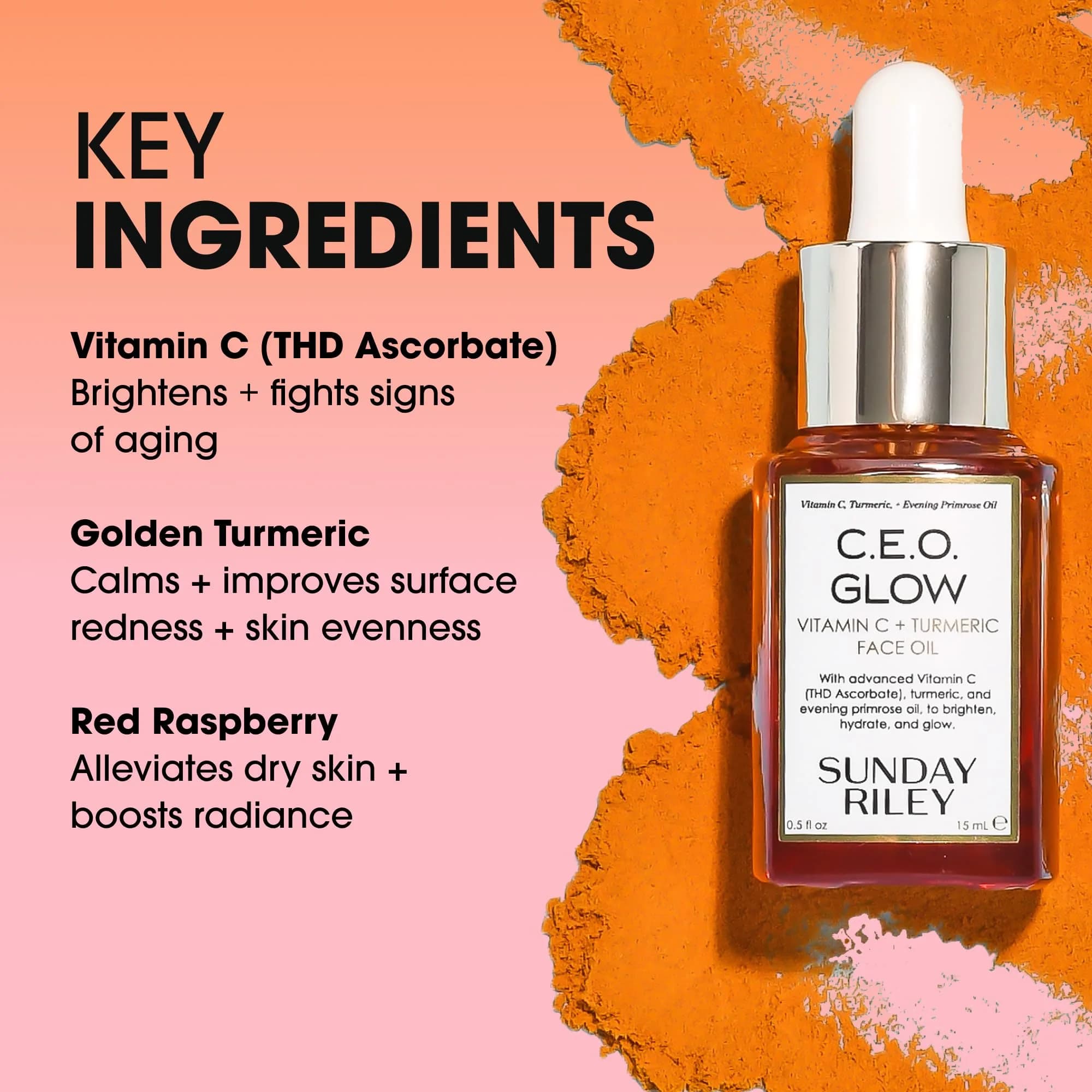 Sunday Riley C.E.O. Glow Vitamin C & Turmeric Face Oil 15ml (0.5 Fl Oz) | Brightens & Nourishes for Radiant Skin - view 4