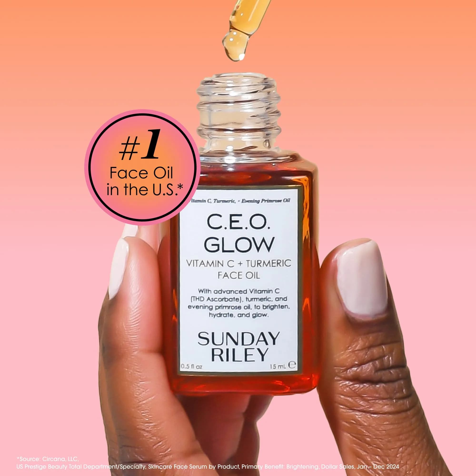 Sunday Riley C.E.O. Glow Vitamin C & Turmeric Face Oil 15ml (0.5 Fl Oz) | Brightens & Nourishes for Radiant Skin - view 3