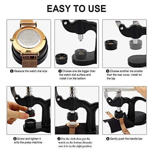 ONEBOM Watch Press Tool Set 18-50mm | Professional Watch Repair Kit with 12 Dies, Tweezers, and Blades thumbnail 4