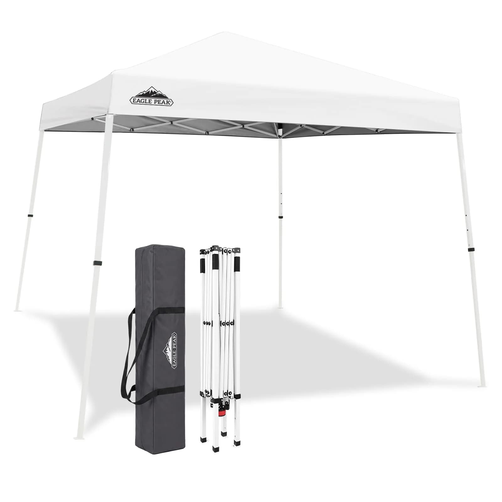 EAGLE PEAK 10x10 Slant Leg Pop Up Canopy Tent, White | Portable Outdoor Shelter with UPF 50+ UV Protection